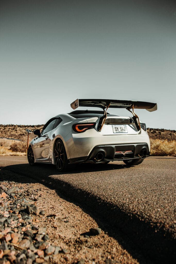 White Toyota GT86 Back View: Sporty Design & Spoiler Wallpaper