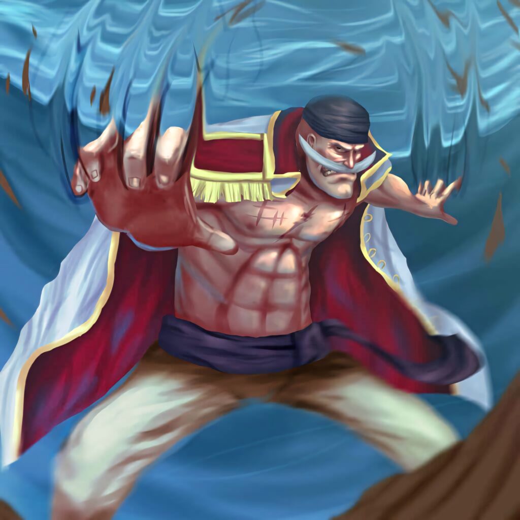 Edward Newgate Whitebeard anime wallpaper powerful battle pose muscular energy swirl background