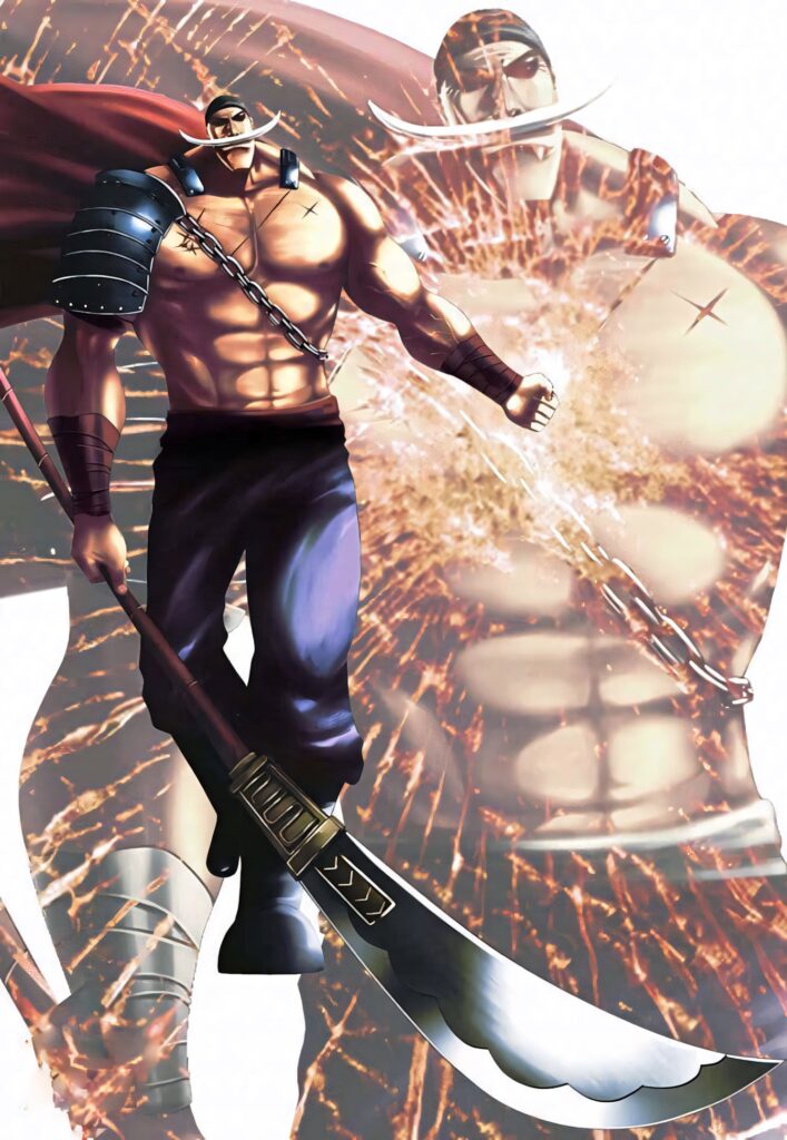 Whitebeard One Piece wallpaper showing Ed Newgate with giant physique and bold energy effects