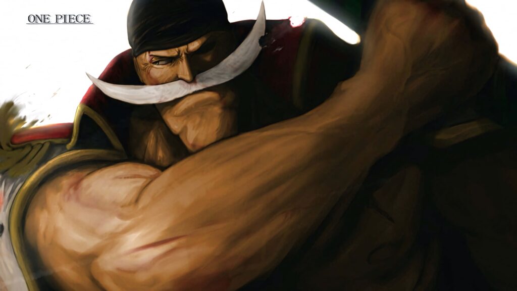 Whitebeard from One Piece anime with powerful stare massive muscles and iconic mustache wallpaper