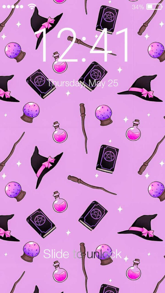 Witchy Delights: A Playful Halloween Wallpaper Bursting with Girly Charm