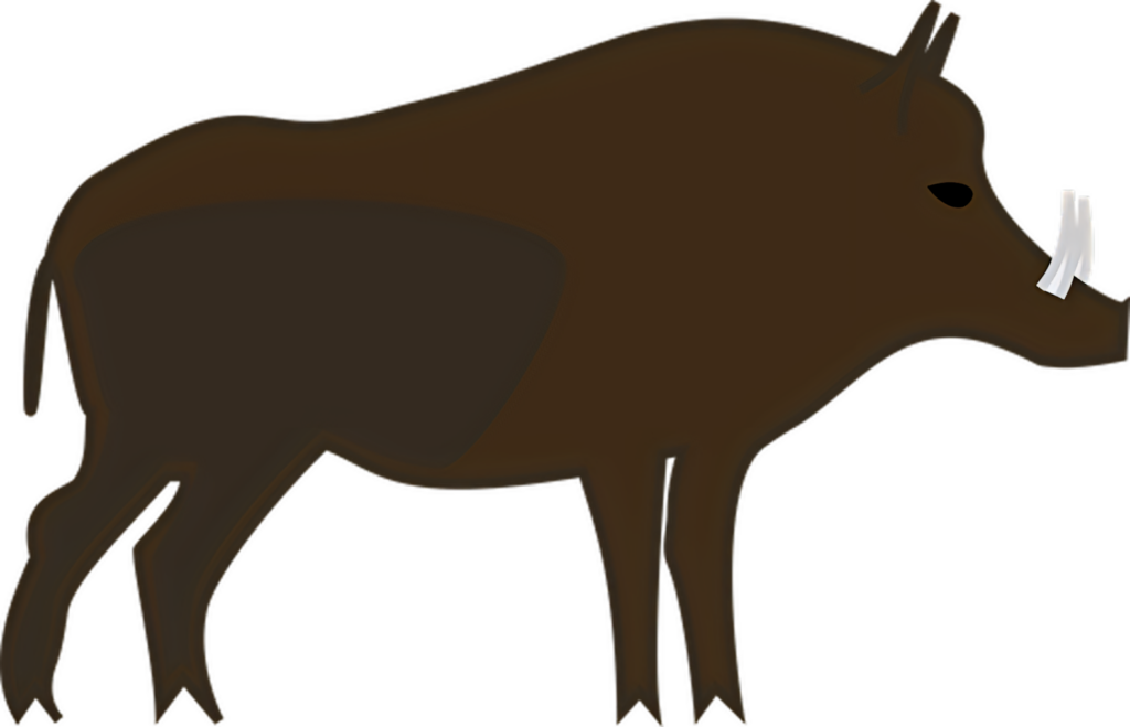 Wild Boar Silhouette Wallpaper: Distinct Shape & Tusks on Light Background