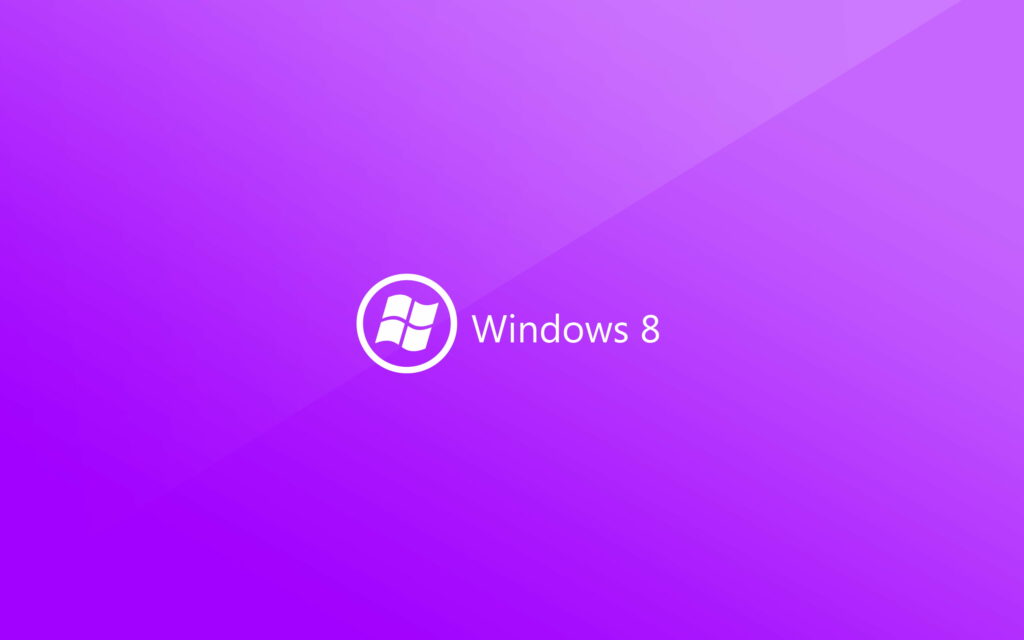 Sleek Windows 8 wallpaper with vibrant purple gradient and white Windows flag logo background