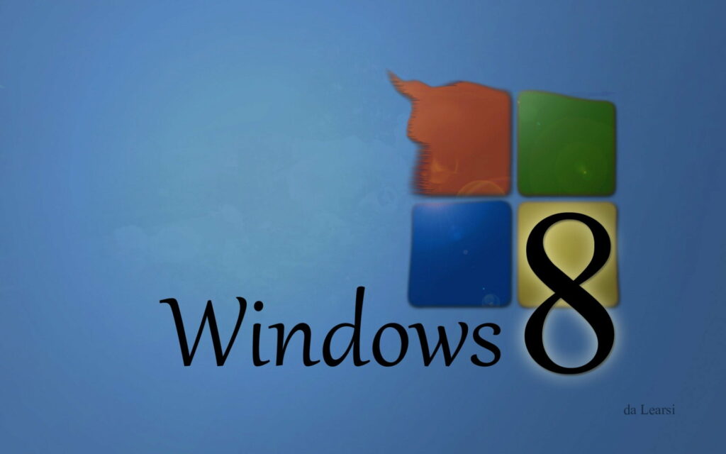 Windows 8 logo HD wallpaper with glitch art on blue gradient background by artist da Learsi