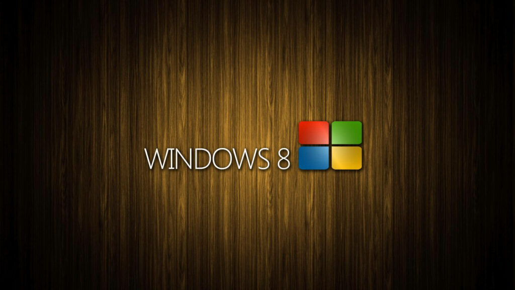 Wooden Texture Wallpaper with Windows 8 Logo and Colorful Squares
