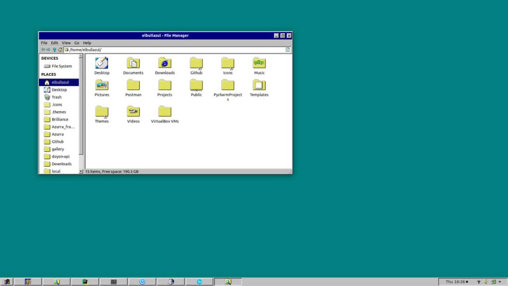Windows 95 retro desktop wallpaper 4K teal background vintage file manager and classic taskbar