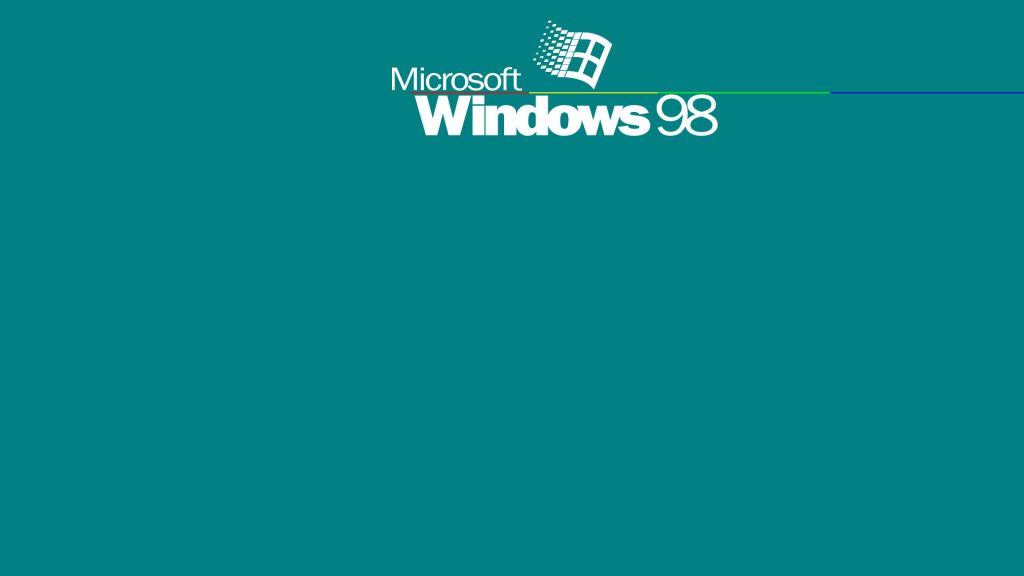 Windows 98 desktop wallpaper with classic logo and teal background for retro tech fans