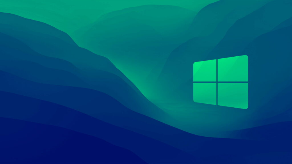 Windows logo HD wallpaper with emerald green and deep blue abstract gradient background