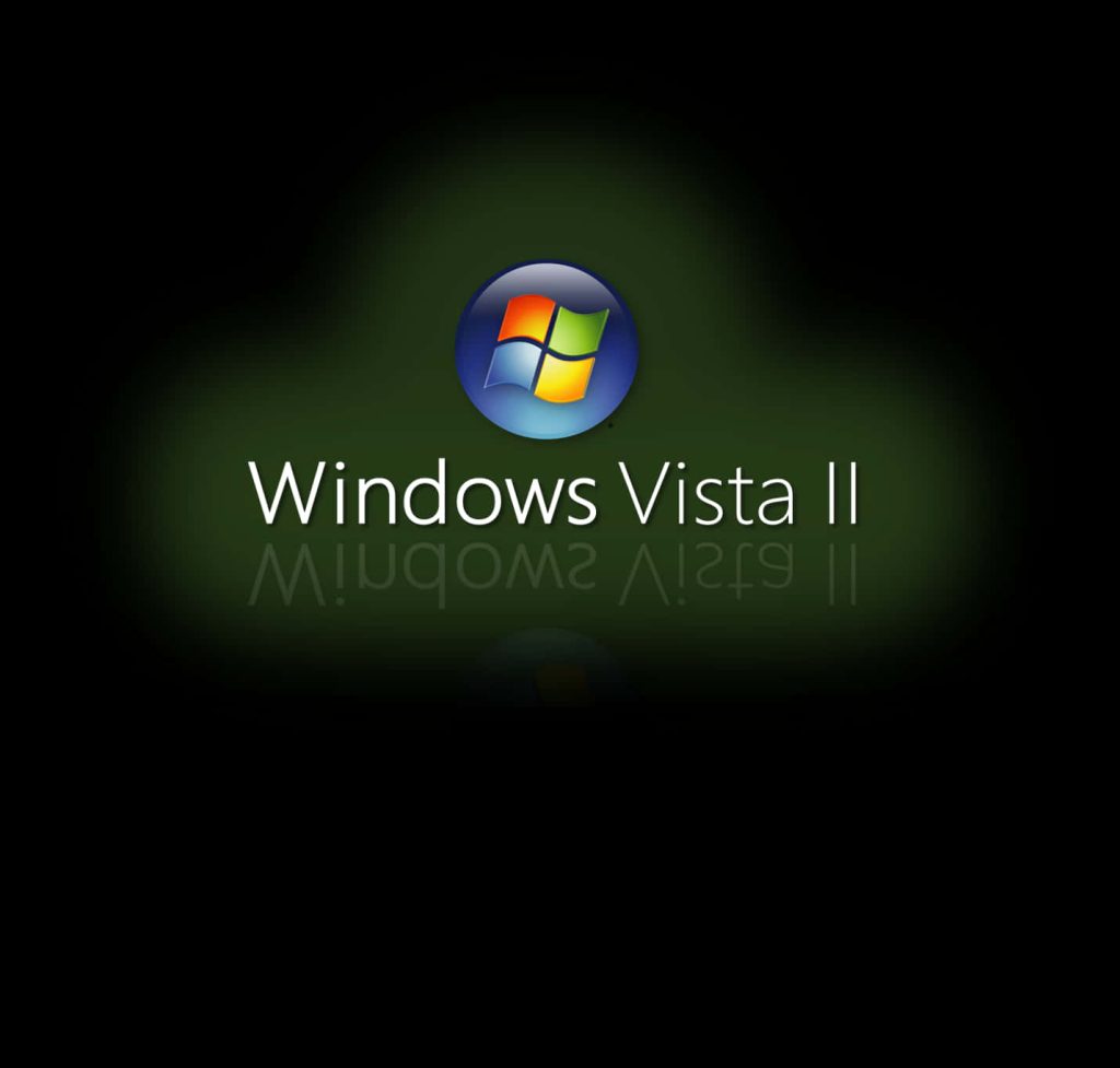 Windows Vista II orb logo wallpaper dark background green glow minimalist fan-made design