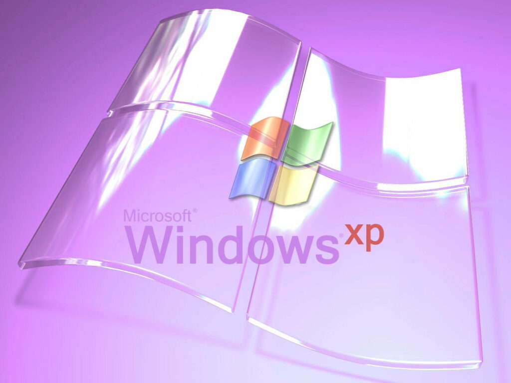 Windows XP's Glassy Purple Legacy: A Stunning HD Wallpaper Background Photo Featuring the Iconic Microsoft Logo!
