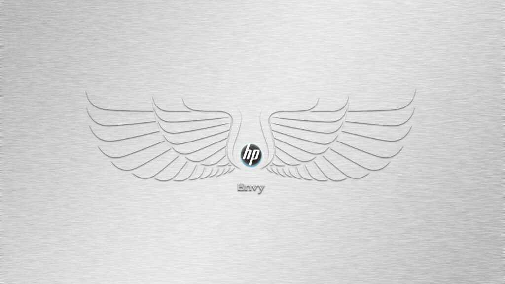 Envy Wings: A Dynamic HP Laptop Wallpaper Soaring on a Textured White Canvas