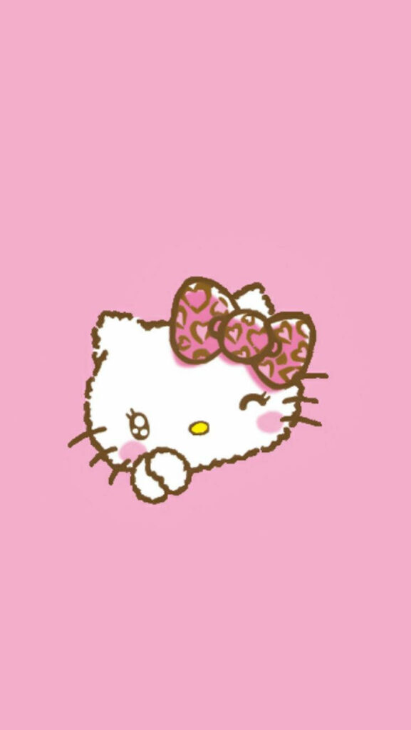 Winking Hello Kitty Wallpaper with Pink Bow - Cute Background