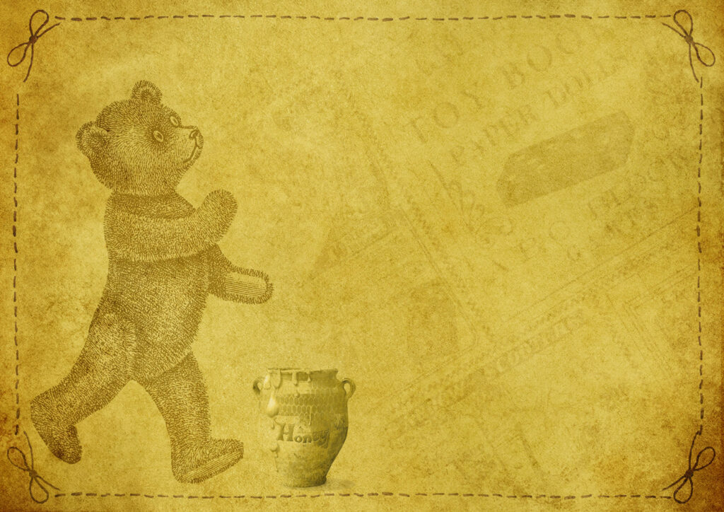 Vintage Winnie the Pooh: A Sentimental Tribute on Aged Paper Wallpaper