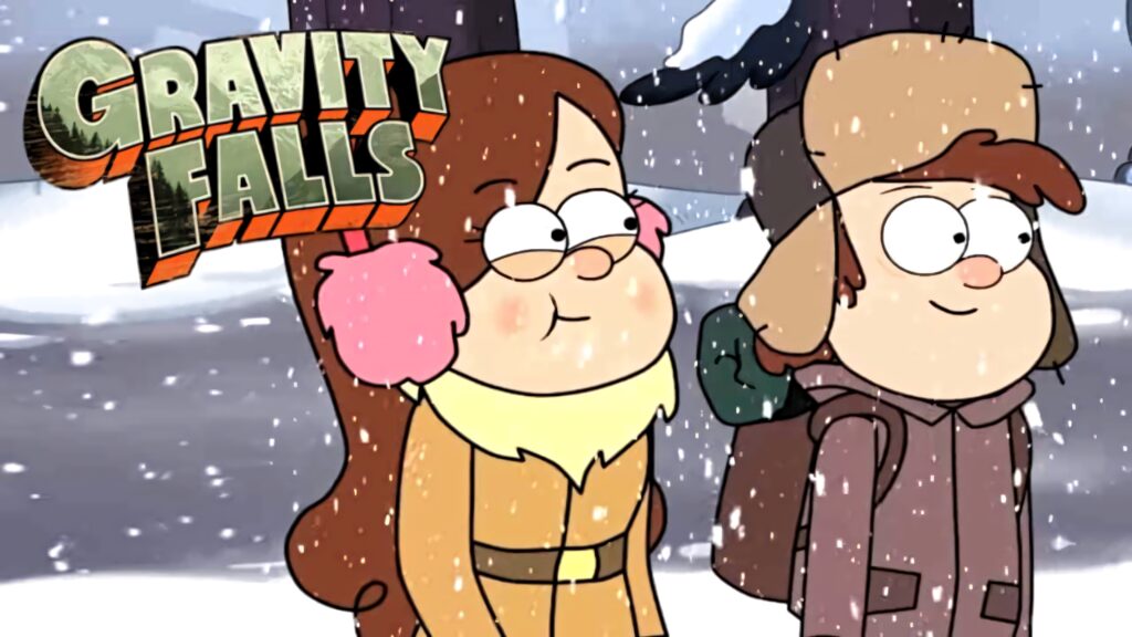 Winter Adventure Wallpaper: Dipper & Mabel Pines in Snowy Forest