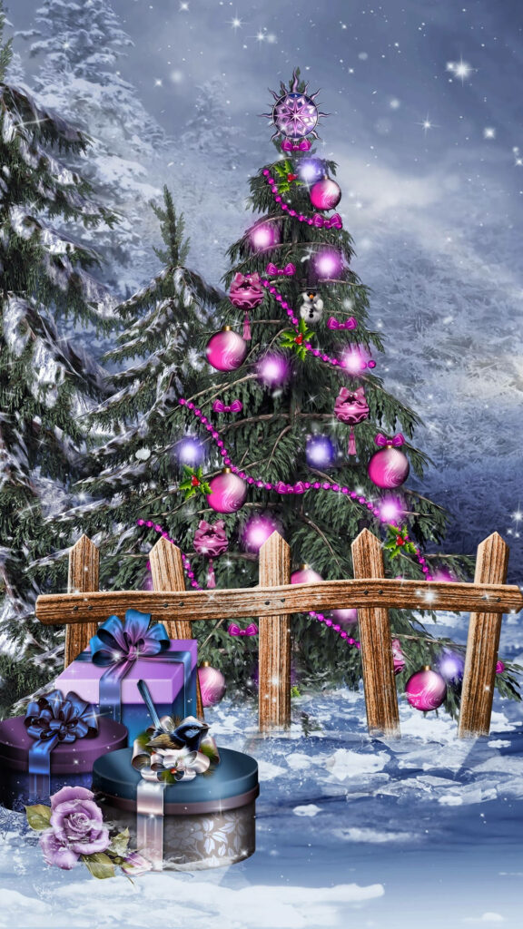 Winter Forest Wallpaper: Festive Tree & Snowy Scene Background