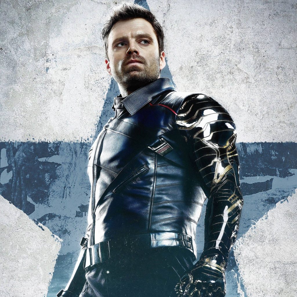 Winter Soldier Sebastian Stan as Bucky Barnes with metal arm in tactical gear Marvel wallpaper