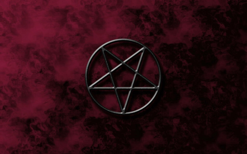 Enchanting Wiccan Magic: Glimmering Metallic Star on Vibrant Red, Ideal iPhone Wallpaper