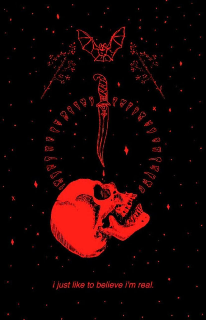 Witchy Delusions: Embracing the Illusion of Existence in a Captivating Red and Black Aesthetic Wallpaper
