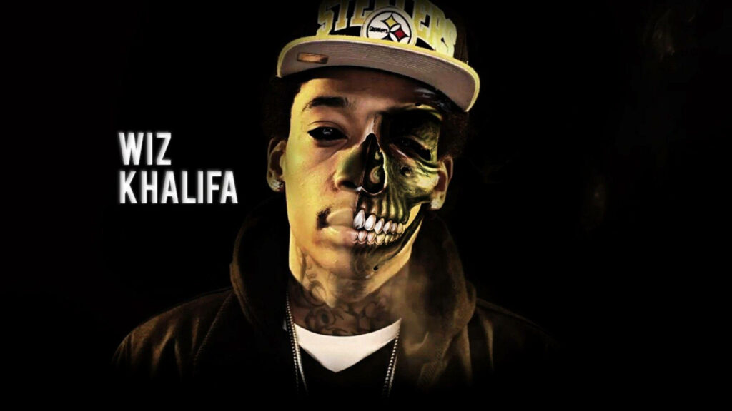 Wiz Khalifa Skull Split-Face Wallpaper - Dark Artistic Background