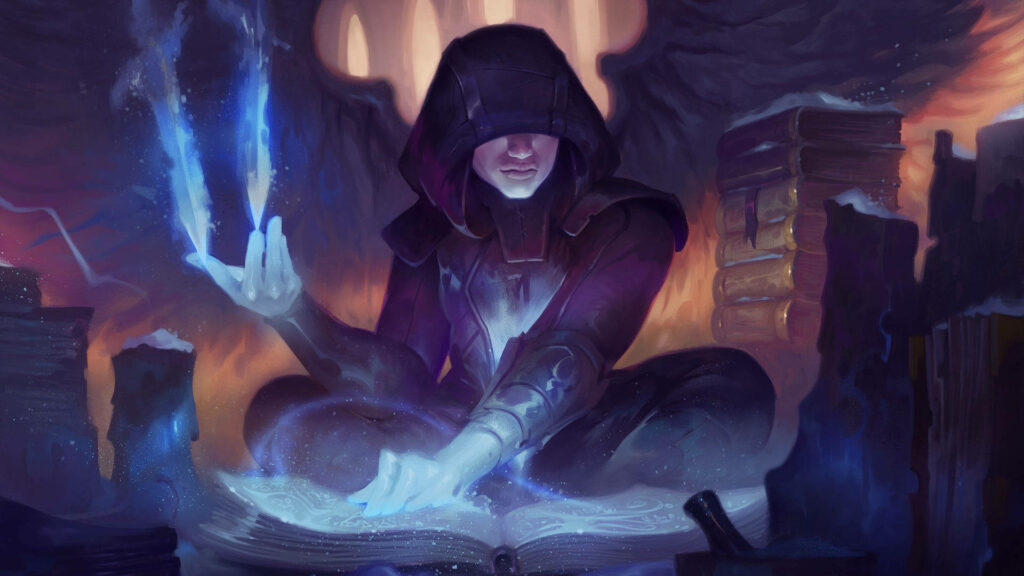 The Mystical Mastery: A Visual Delight of a Critical Role Wizard Harnessing Elemental Energy amidst a Spellbinding Background Wallpaper