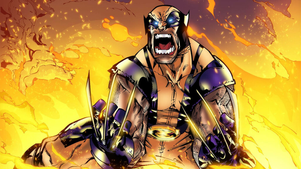 Berserk Blaze: Wolverine Unleashes Fiery Fury in X-Men Animated Series Wallpaper
