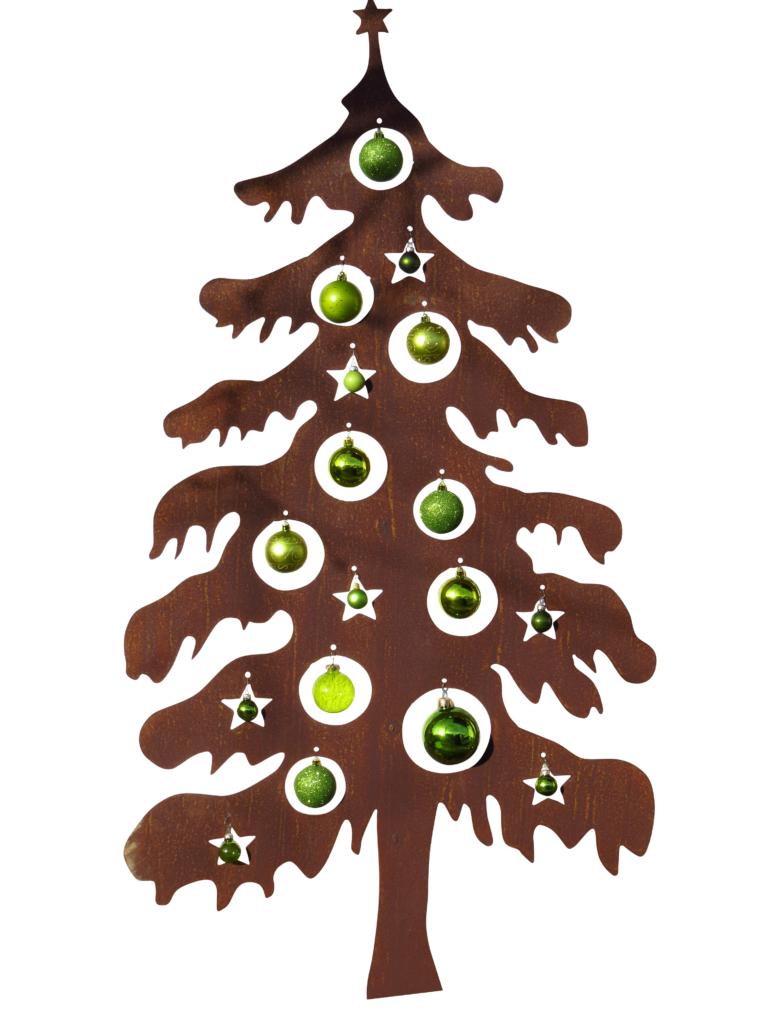 Rustic Wooden Christmas Tree Wallpaper with Green Ornaments