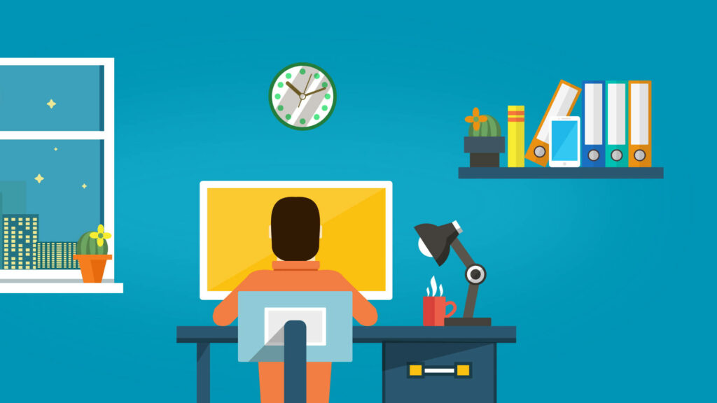 Creative Workspace: Vector Art Poster with Vibrant Yellow, Teal, and Red Accents - Background Photo for Poster Design Wallpaper