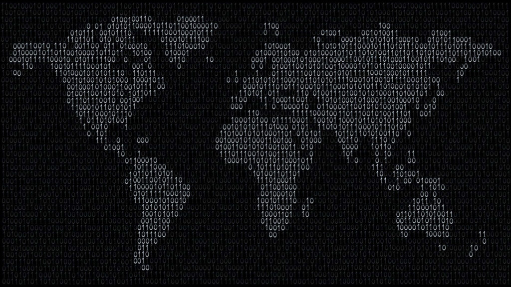 Binary Code World Map Wallpaper: Digital Aesthetic for Tech Lovers