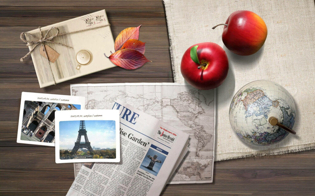 Worldly Delight: A Cottage Setting for Apple Indulgence Wallpaper