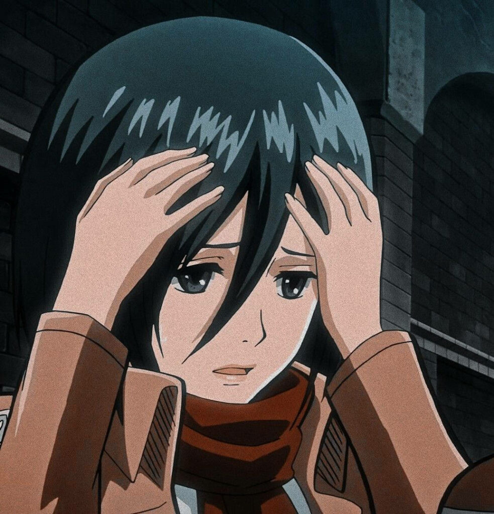 Worried Mikasa Wallpaper - Emotional Anime Character Background