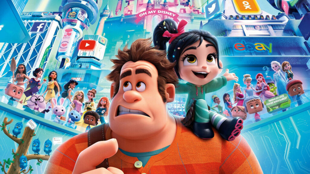 Wreck-It Ralph & Vanellope: Colorful Internet Adventure Wallpaper