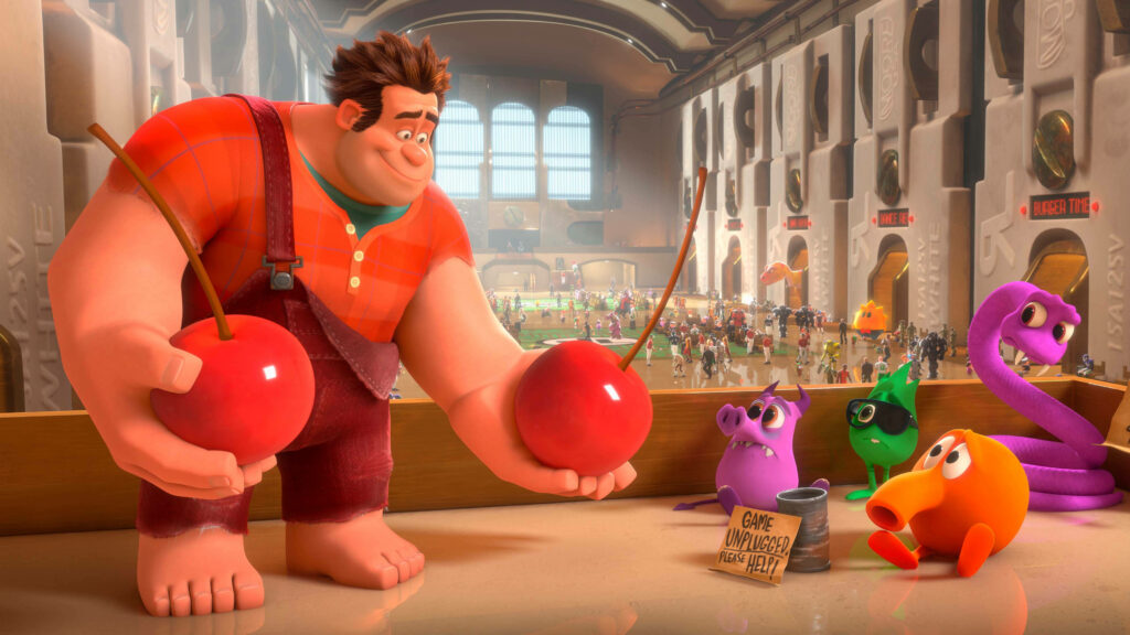 Wreck-It Ralph Wallpaper: Cherries & Colorful Arcade Characters