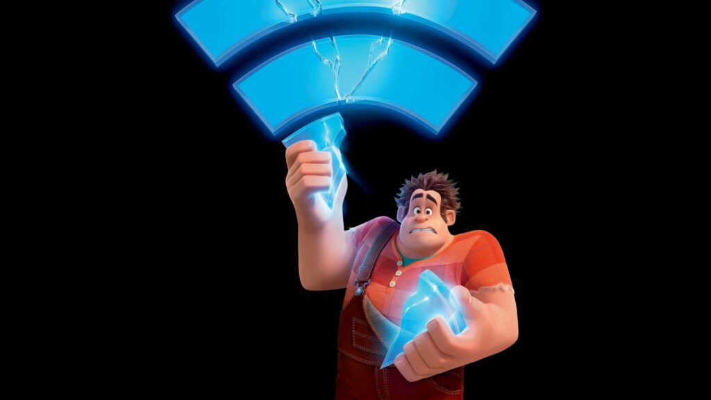 Wreck-It Ralph and Cracked Wi-Fi: Fun Artwork Wallpaper Background