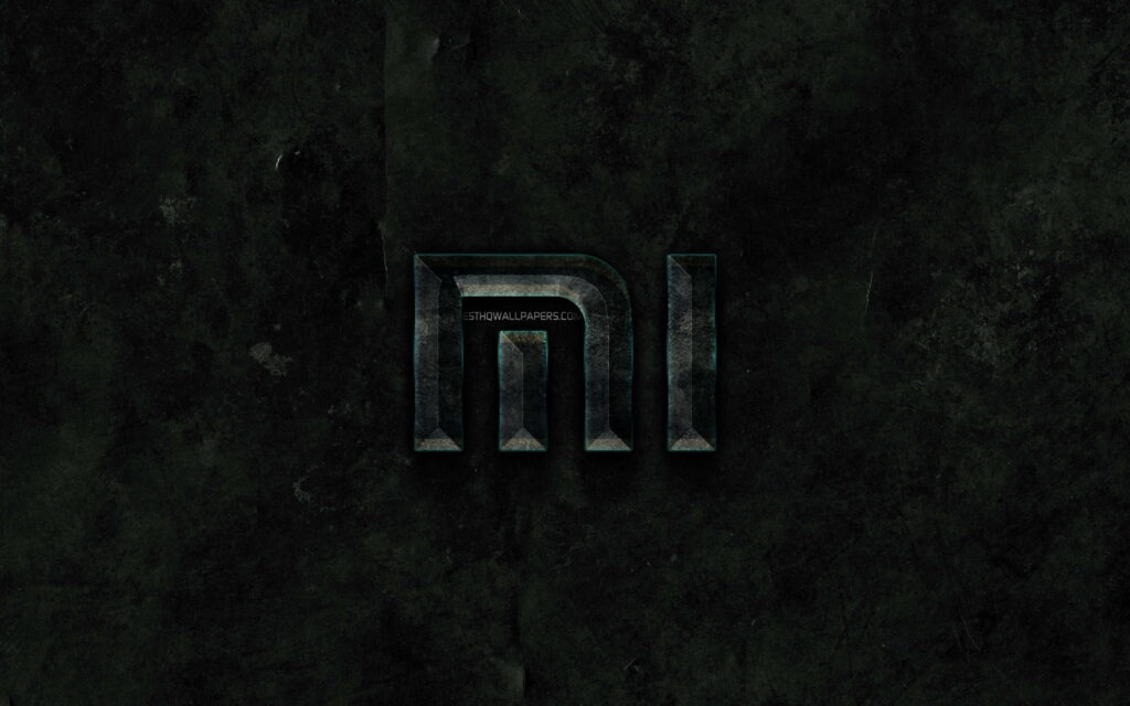 Grunge-inspired Xiaomi Logo on Black Stone Background - A Creative and Edgy QHD Wallpaper