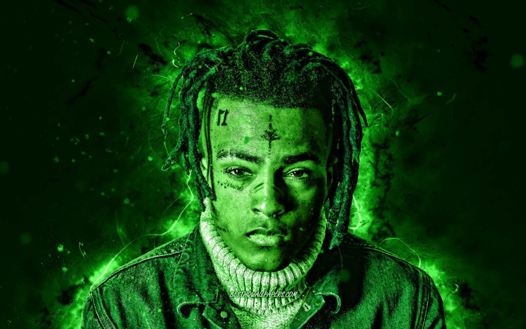 Xxxtentacion: Immersed in Vibrant Green - Captivating Computer Background Wallpaper