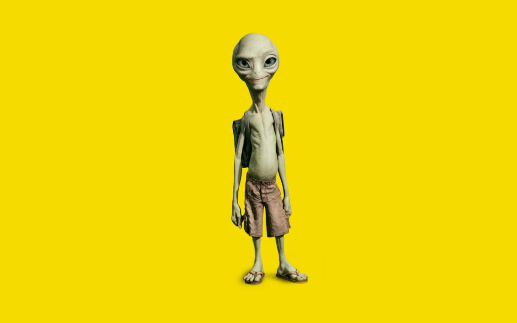 Yellow Alien Minimalism: A Stunning HD Wallpaper Background Photo