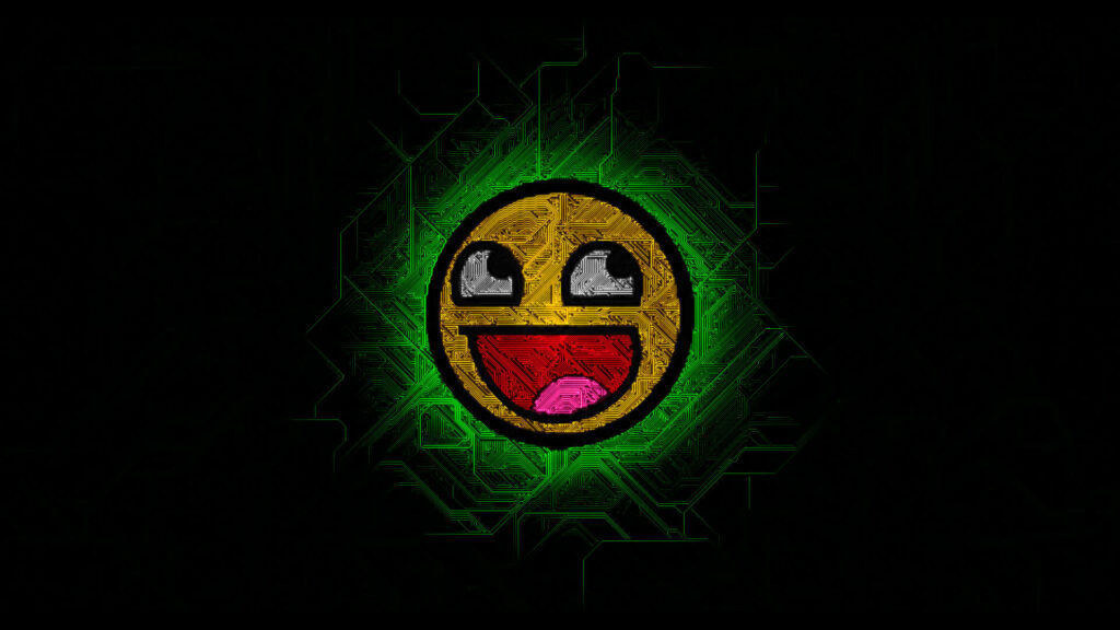 The Hilarious Yellow Emoji Meme Face Takes Over the Circuit Board Wonderland Wallpaper