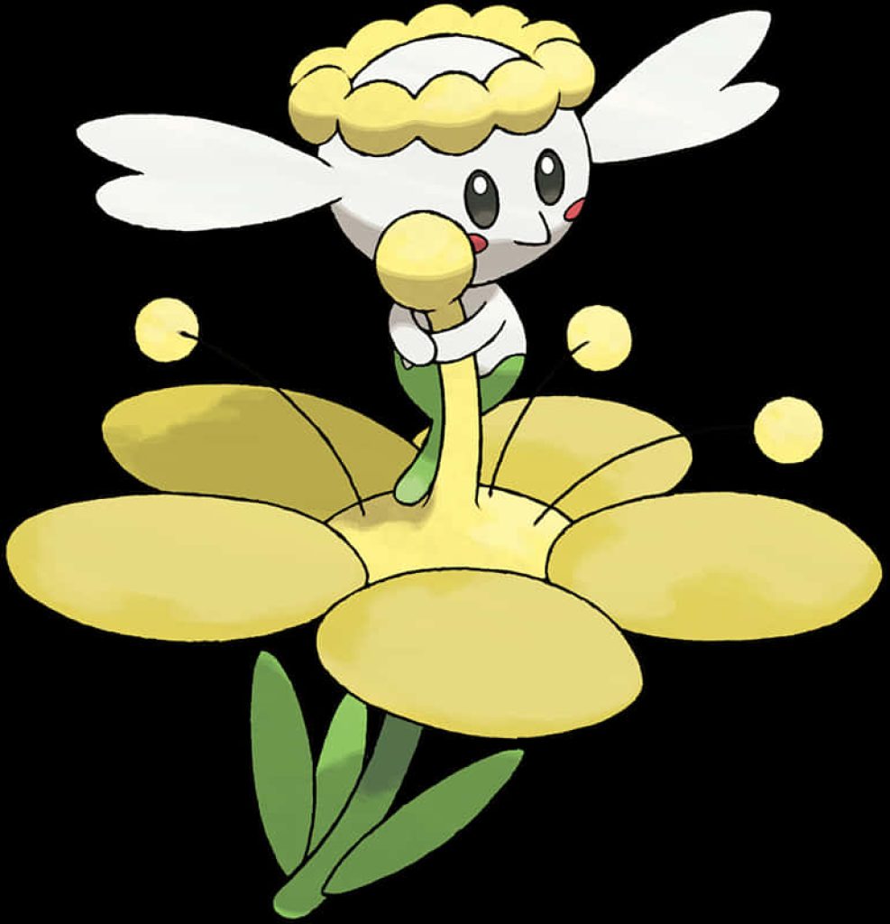 Yellow Flower Flabebe Pokémon digital art holding signature flower clean wallpaper background