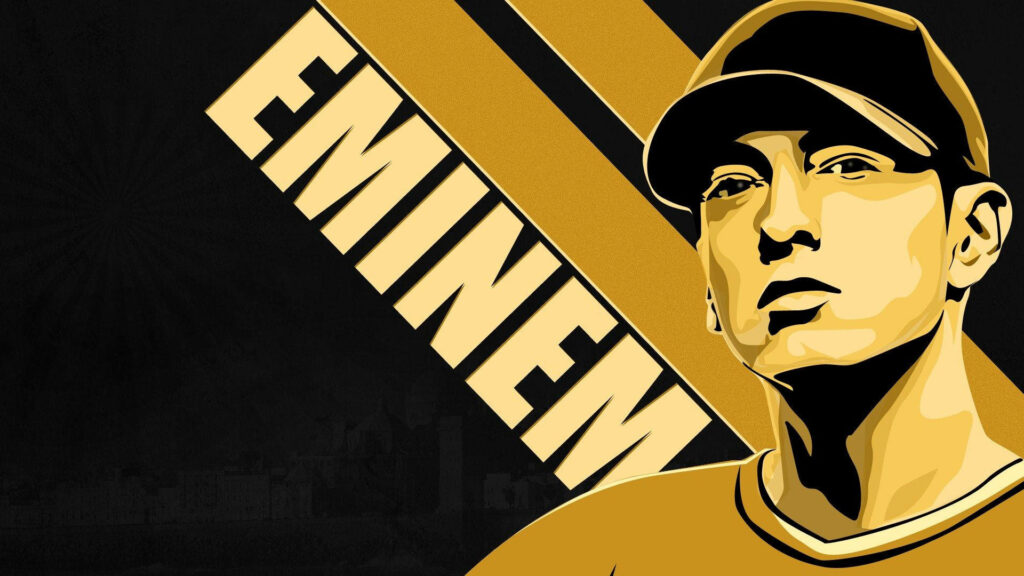 Yellow Vector Bliss: Eminem Wallpaper with Dimension and Style