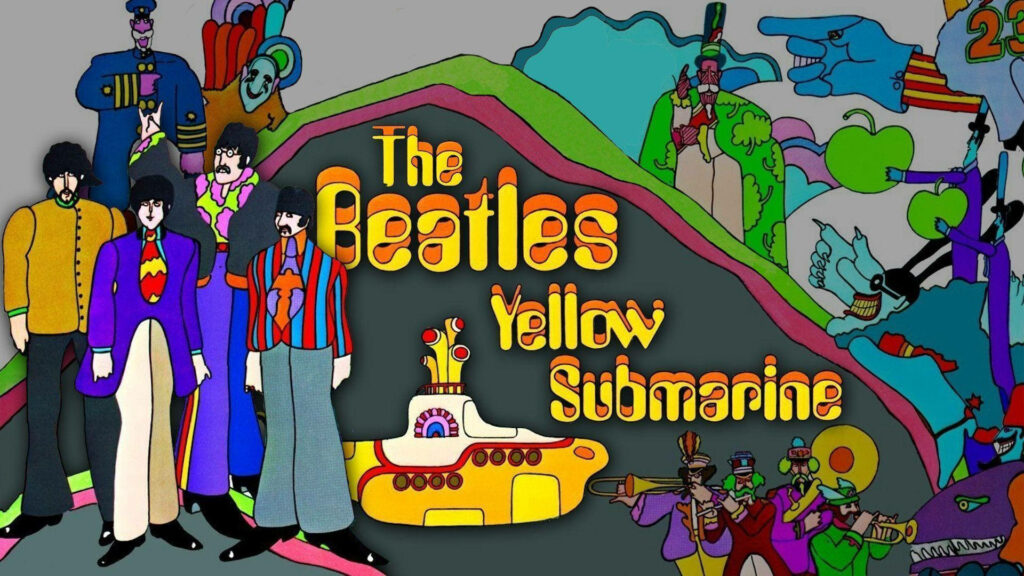 Yellow Submarine wallpaper featuring Beatles John Lennon Paul McCartney George Harrison Ringo Starr