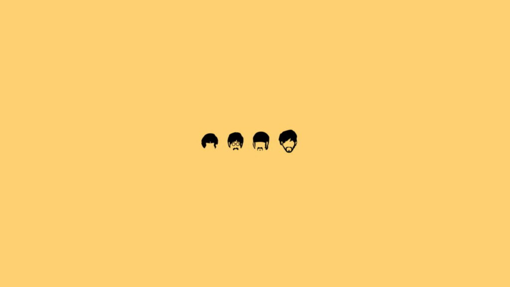 Beatles-inspired haircuts on yellow background: Minimalist tribute for fans Wallpaper