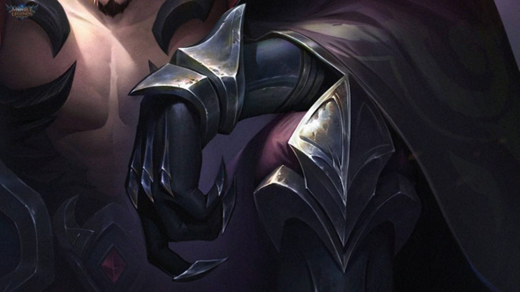 Mobile Legends Yu Zhong close-up metallic armored arm with clawed hand dark dragon cape wallpaper