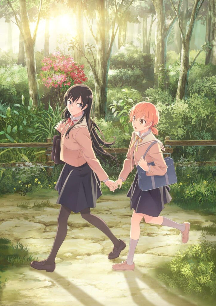 Love Blossoming: Yuu and Touko Embrace their Lesbian Anime Journey in Bloom Into You Wallpaper