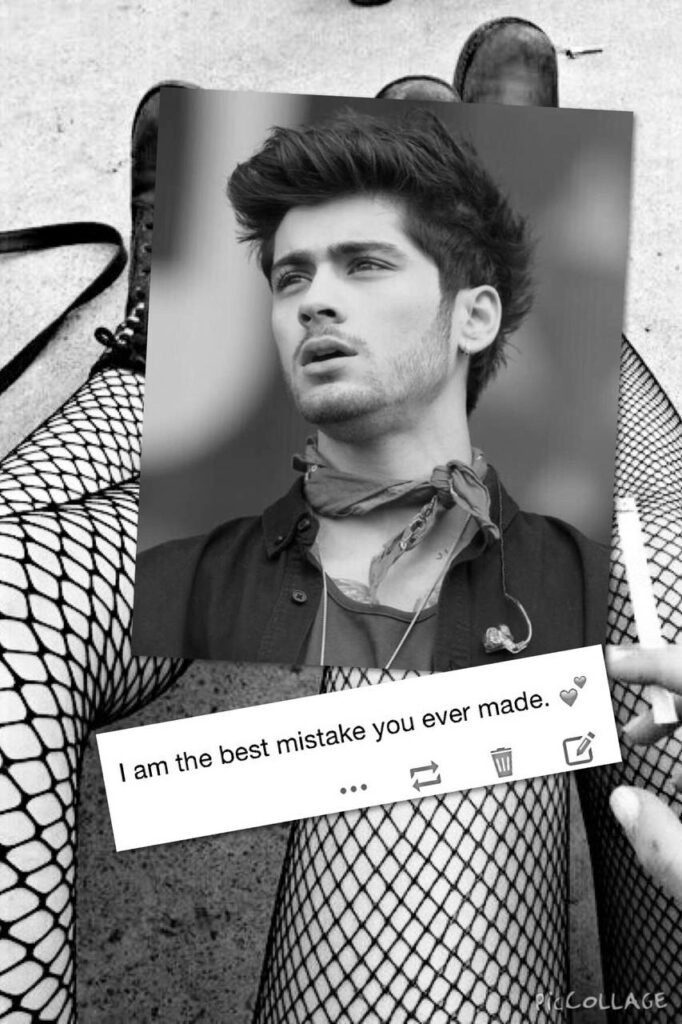 Stylish Zayn Malik Wallpaper: 'Best Mistake' Quote & Fishnet Design