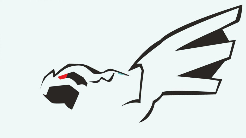 Stylized Zekrom Wallpaper: Minimalist Design on Light Background