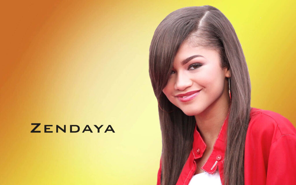 Zendaya smiling confidently against vibrant yellow background HD celebrity fan wallpaper
