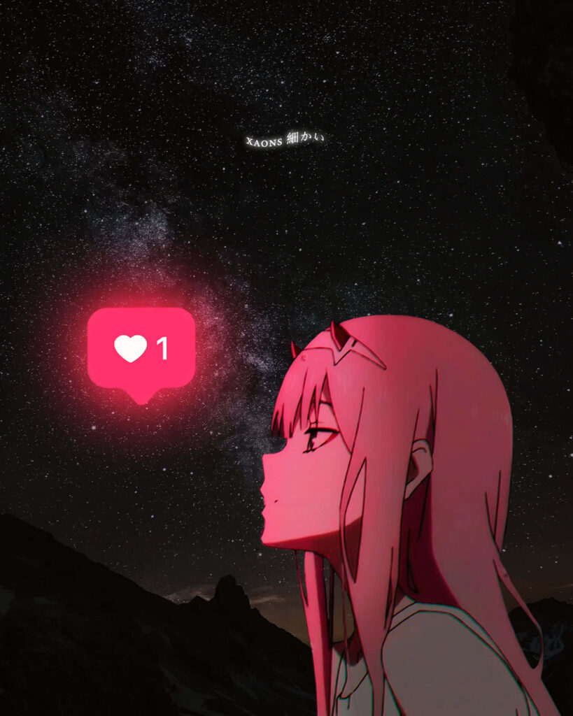 Zero Two Wallpaper: Anime Darling in the Franxx Under Starry Sky