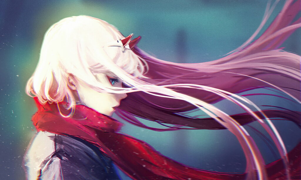 The Enchanting Darling, Zero Two: A Mesmerizing Digital Artwork in 4K Wallpaper