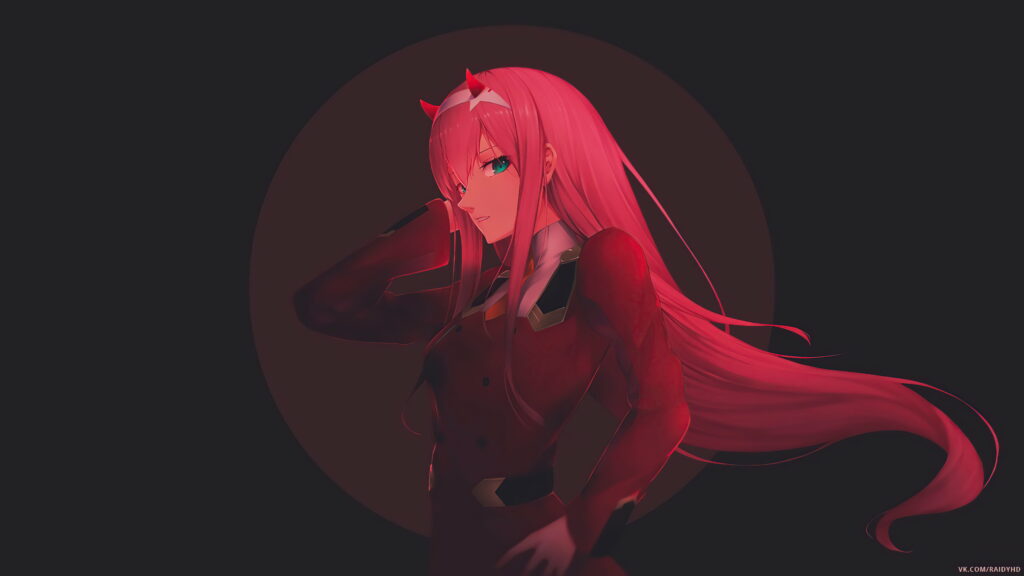 Zero Two: Captivating Anime Darling in an Epic FranXX 8K Wallpaper