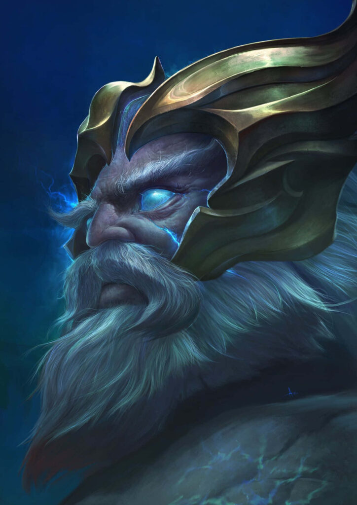 The Thunder Lord's Fierce Triumph: Zeus Harnesses Divine Lightning to Crush Foes and Secure Triumphant Path for his Allies Wallpaper
